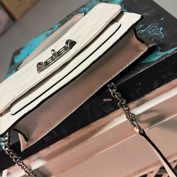 REBECCA MINKOFF  WHITE PEBBLED LEATHER BIANCO SMALL JE TAIME CROSSBODY - Picture 6 of 6